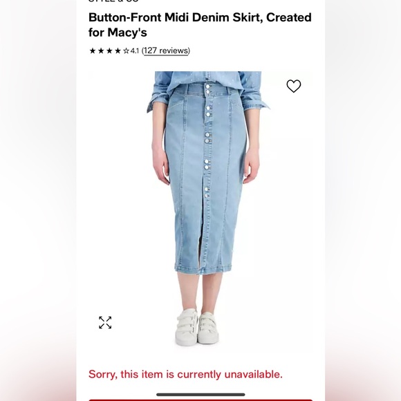 Style and co. Button front Denim midi skirt size 2 - Picture 9 of 10